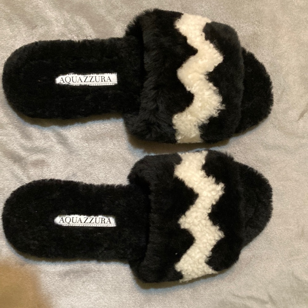 Aquazzura nomade shearling slides